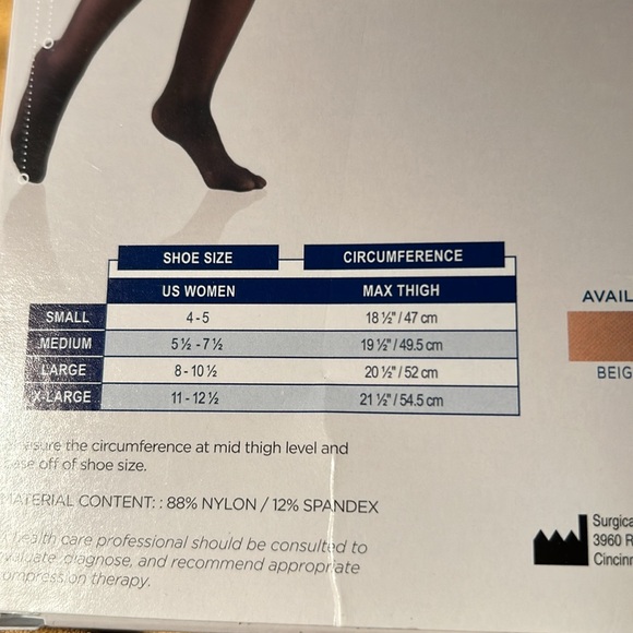 Truform Leg Health Lites Ladies Thigh High Medium 8-15 mmHg Compression BEIGE - Picture 4 of 6